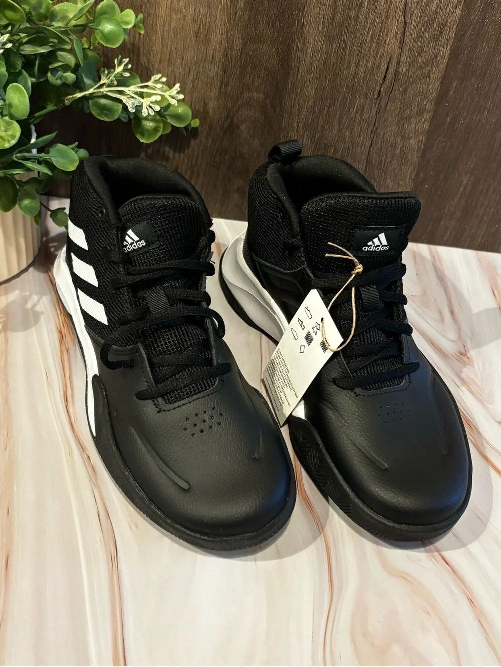 adidas Kids Black and White Mid-Top Moccasin Sneakers
